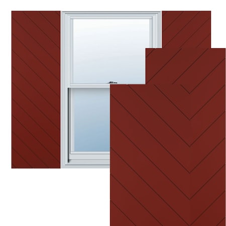 18W X 32H True Fit PVC Diagonal Slat Modern Style Fixed Mount Shutters, Pepper Red